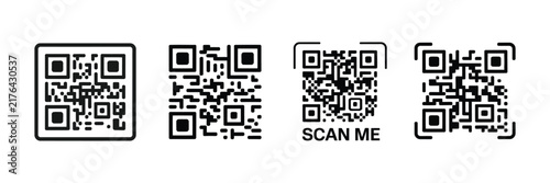 QR code, scan me icon vector illustration, fake QR code template design for digital scanning, mobile applications, and modern interface graphics.