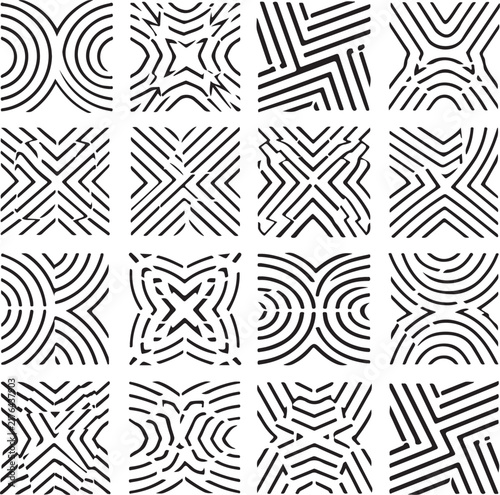 Set of fingerprint icons, collection of different human finger prints, biometric identification, security and identity concept, vector illustration