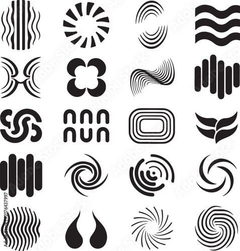 Set of fingerprint icons, collection of different human finger prints, biometric identification, security and identity concept, vector illustration