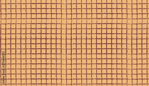 Abstract Grid Pattern with Hand Drawn Brown Lines on Beige Background