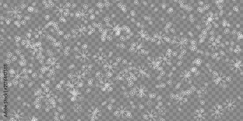 Scatter White Snowflakes Pattern Overlay Background Vector Graphic for Christmas Holiday Winter Season Decorative Freeze Design Banner