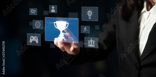 Bild auf Leinwand Achievement and success concept representing goal accomplishment, motivation, pe