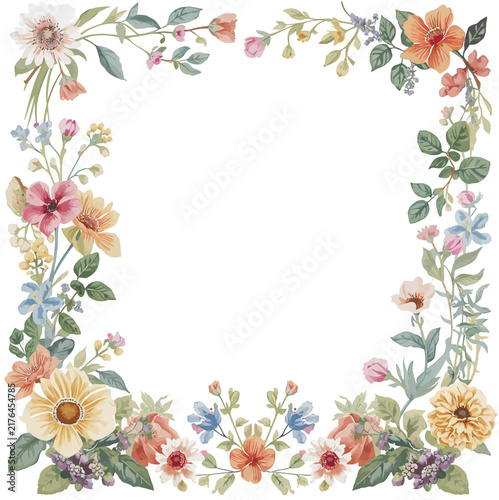 Isolated wildflower patch with colorful daisies, poppies, tall meadow grass, lush summer groundcover, natural botanical composition, white background
Dense summer meadow wildflowers with purple clover
