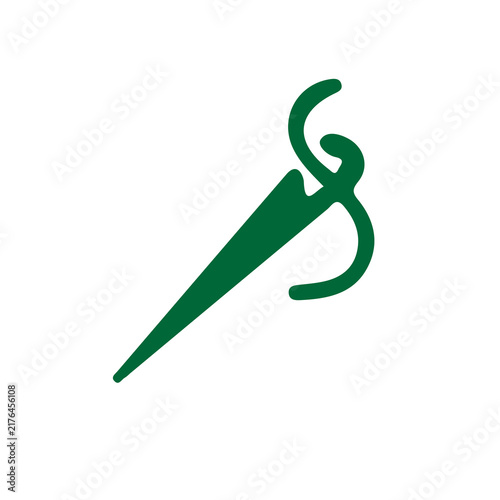 Minimal Green Syringe Medical Icon on White Background