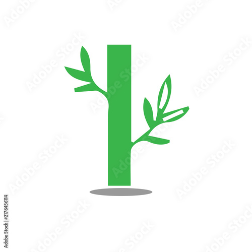 Minimal Green Tree Icon with Leaves on White Background