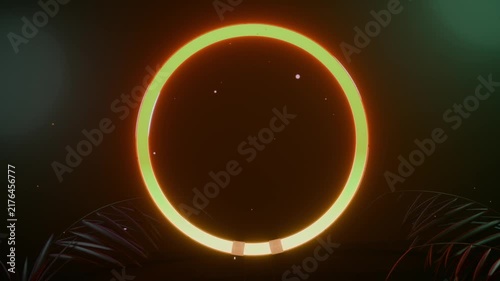 Glowing ring starting clockwise arcs while shifting color above rim with palms as progress cue