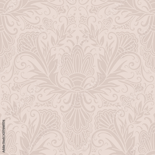 Damask style, paisley floral pattern, abstraction, swirl flowers, beige colors. Seamless floral pattern-1120.