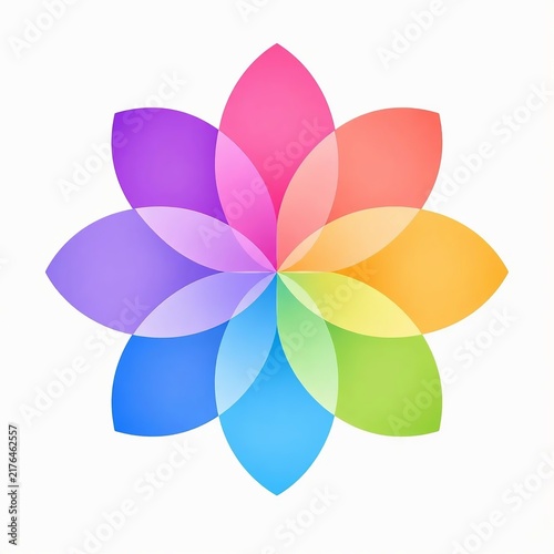 Colorful abstract flower illustration with multicolor petals