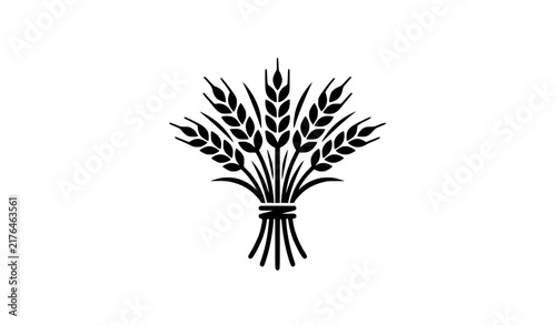 Foto Black wheat sheaf bundle silhouette agricultural vector illustration