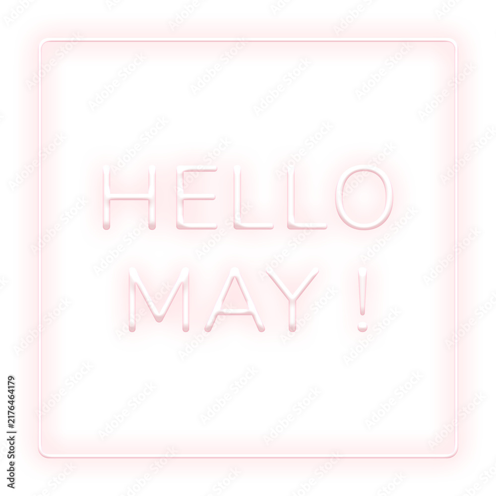 Naklejka premium Frame with Hello May! png neon typography text