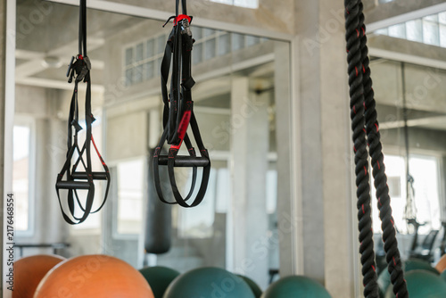 Photography Asian man exercising in gym fitness health wellness with focused determination a
