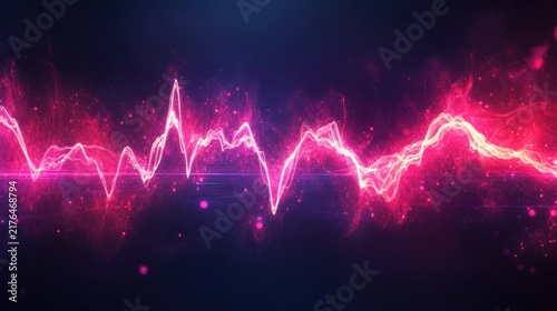 Pink energy wave, dark background, digital art, website header