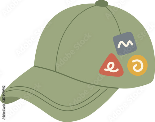 Baseball Cap Green Patches Vector