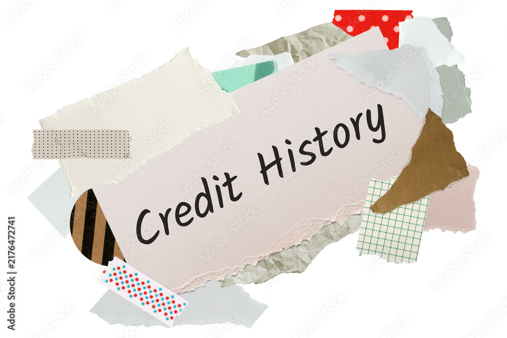 Obraz premium Credit history png word sticker, aesthetic paper collage typography, transparent background