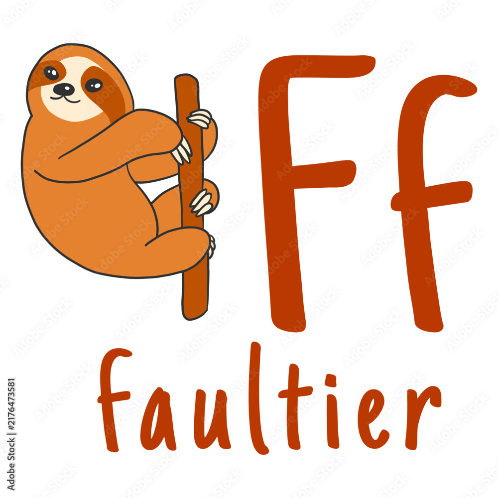 Fototapeta premium German alphabet color stroke sloth