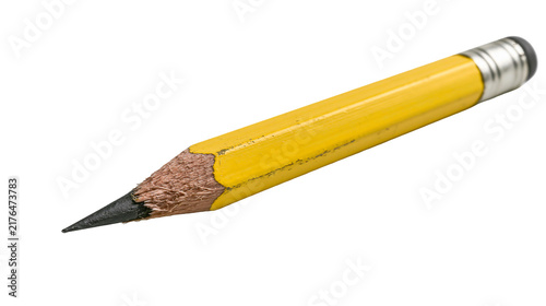 Konstfotografi Yellow graphite pencil with sharpened tip and metal ferrule, isolated on transpa