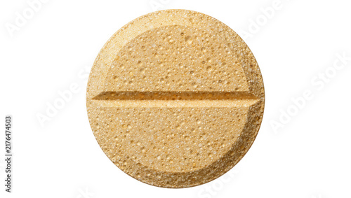 Принти на полотні Round beige pill with a horizontal score line, isolated on transparent backgroun