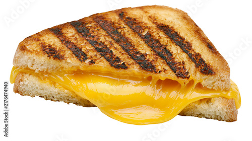 Foto Golden grilled cheese sandwich with melted cheddar cheese, isolated on transpare