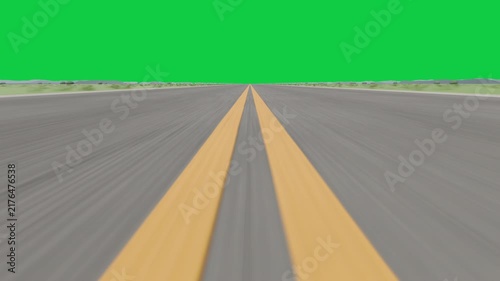 Playback starting view advancing yellow lines meeting horizon showing motion background transparent