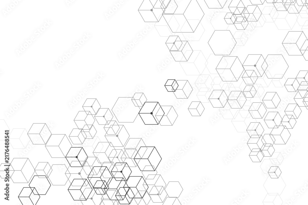 Fototapeta premium Abstract white hexagon pattern background. Modern tech grid with subtle glow. Modern design for template, flyer and social media.