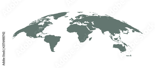 World Map Graphic: A stylized, panoramic view of the Earth's continents presented as a unified graphic illustration.