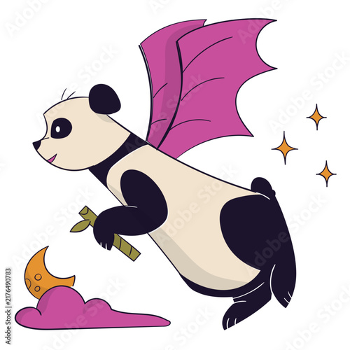 Foto A mischievous panda soars with gargoyle wings