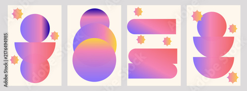 Geometric abstract background with colorful gradient shapes, retro vintage poster, creative graphic design and digital art