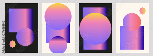 Geometric abstract background with colorful gradient shapes, retro vintage poster, creative graphic design and digital art