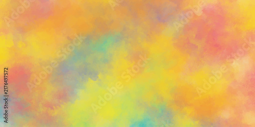 Abstract Colorful Pastel Gradient Background With Vibrant Yellow, Orange, Pink, Green And Blue Hues, Soft Cloudy Texture And Dreamy Multicolor Artistic Backdrop For Creative Design