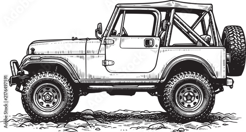 Off road jeep icon for adventure driving and exploration travel outdoor activities.