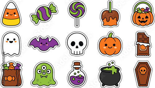  Halloween day silhouettes witch ghosts pumpkins and haunted house vector illustration f