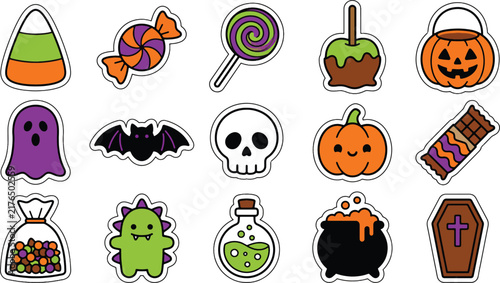  Halloween day silhouettes witch ghosts pumpkins and haunted house vector illustration f