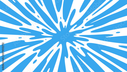 Fresh blue and white abstract organic radial pattern with fluid irregular rays and expanding center composition creating a clean dynamic decorative background