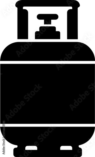 Foto Gas Cylinder Icon - Compressed Gas Tank Pressure Container Black Glyph Symbol