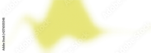 Abstract yellow halftone dot pattern with soft gradient texture and circular shape elements isolated on transparent background, Vector