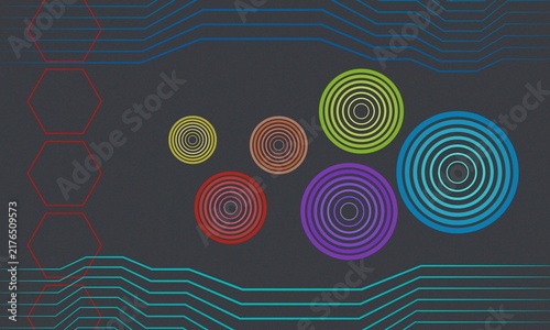 Abstract Colorful Circles Line Background Design