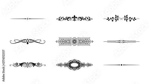 Set of vintage decorative dividers and ornaments isolated on white background