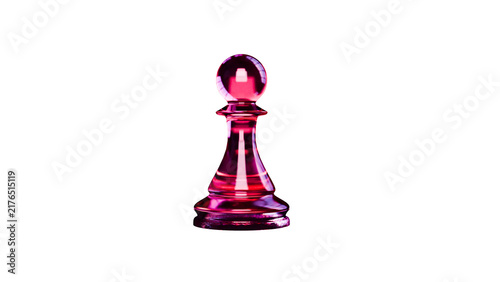 Принти на полотні Pink glass pawn chess piece isolated on transparent background, elegant 3D rende