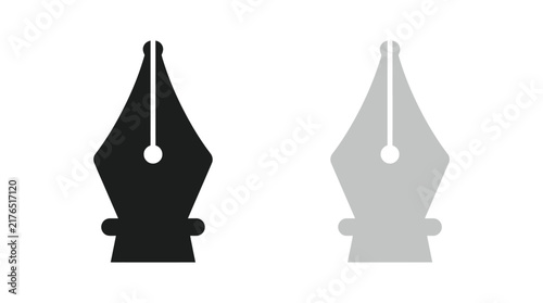 Canvas Print Fountain pen nib silhouettes in grayscale tones against a white background