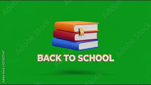 Dynamic Back to School Text and Stacked Books Animation on Green Screen Chroma Key