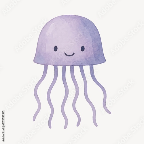 Cute watercolor jellyfish illustration.