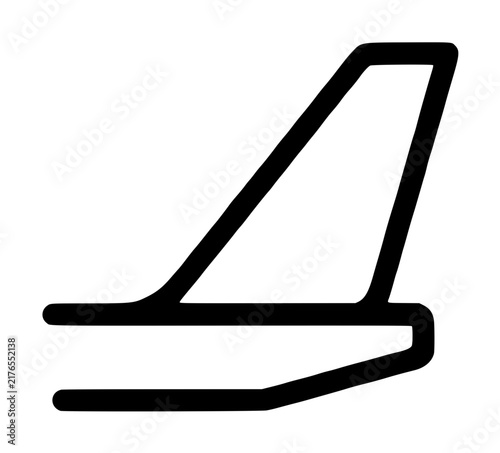 Bild auf Leinwand Minimalist hand-traced vector icon of an airplane tail fin, featuring bold black