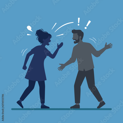 Arguing Couple Silhouette Showing Relationship Conflict