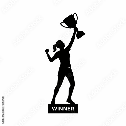 Winner Silhouette Holding Trophy for Success and Achievement