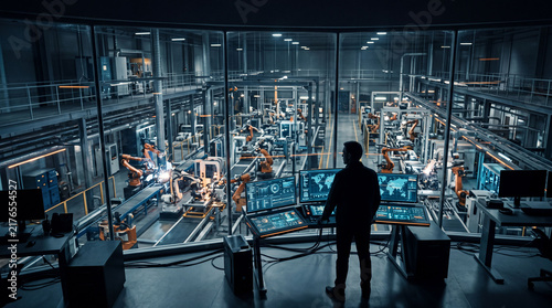 Naklejka Factory Control Room Over Automation Floor