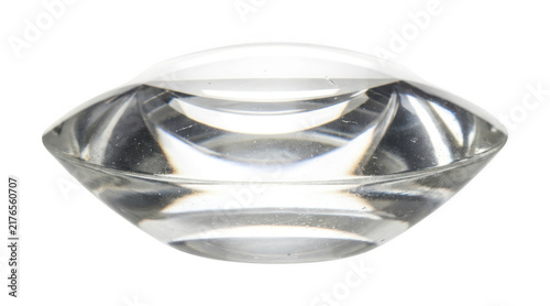 Cuadro en lienzo Double convex glass optical lens refracting light isolated on transparent backgr