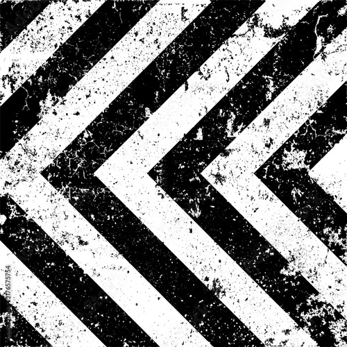 Warning sign with black diagonal lines. Attention, danger or caution symbol. Construction site signage, road safety notice, hazard banner, security alert shield. Vector illustration
