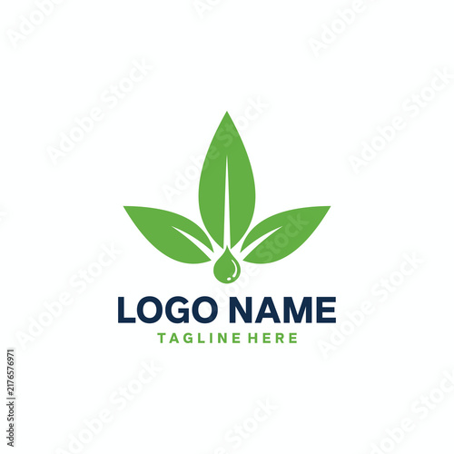 Leaf with droplet logo icon