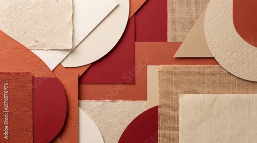 Abstract Paper and Fabric Collage Background