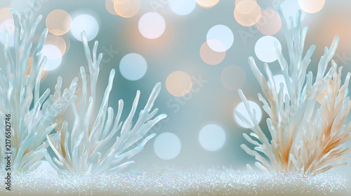 Soft Focus White Coral Reef with Bokeh Lights